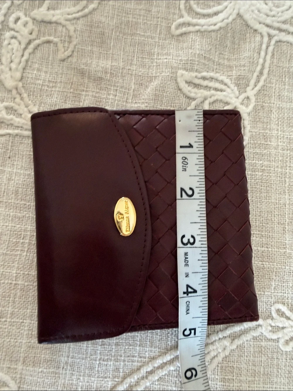 Etienna Aigner Vintage Brown/Burgundy Woven Soft Leather Bifold Wallet
